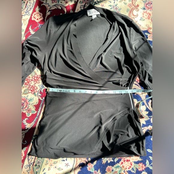 Joseph Ribkoff Soft Jersey Wrap Tunic Top W Rhinestone Detail - Size 12 - Picture 7 of 8